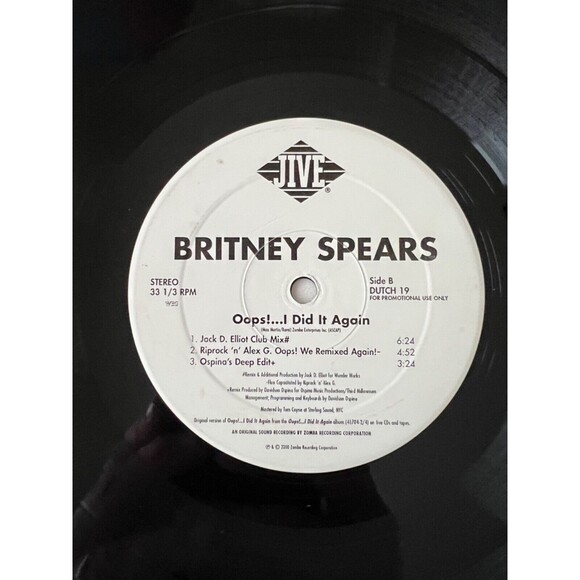 Britney Spears Oops I Did It Again! 12" Vinyl Single Promo Jive WARPED PLAYS OK - Picture 4 of 4